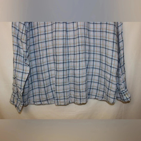 Vineyard Vines Classic 100% Linen Plaid Long Sleeve Lightweight Button Down XXL - Picture 9 of 11